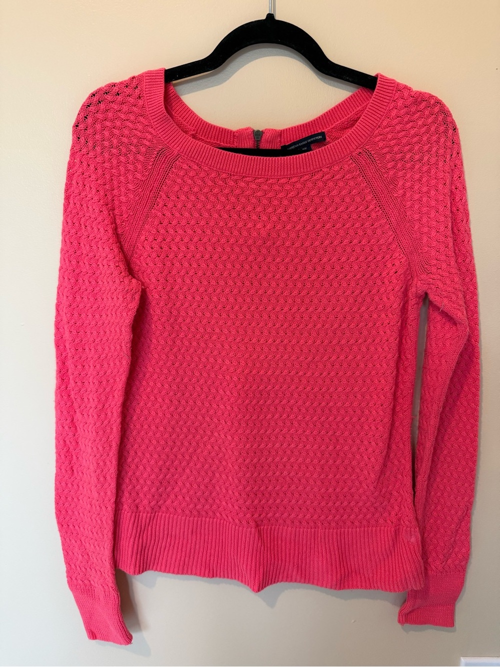 American Eagle Outfitters Hot Pink Textured Crewneck Sweater